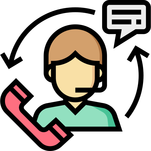 A logo of a person taking on phone with a headset