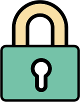 A security lock in green and yellow